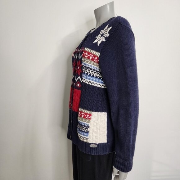 Vintage Northern Reflections Chunky Tacky Winter Holiday Cardigan Sweater Size L - Picture 7 of 12